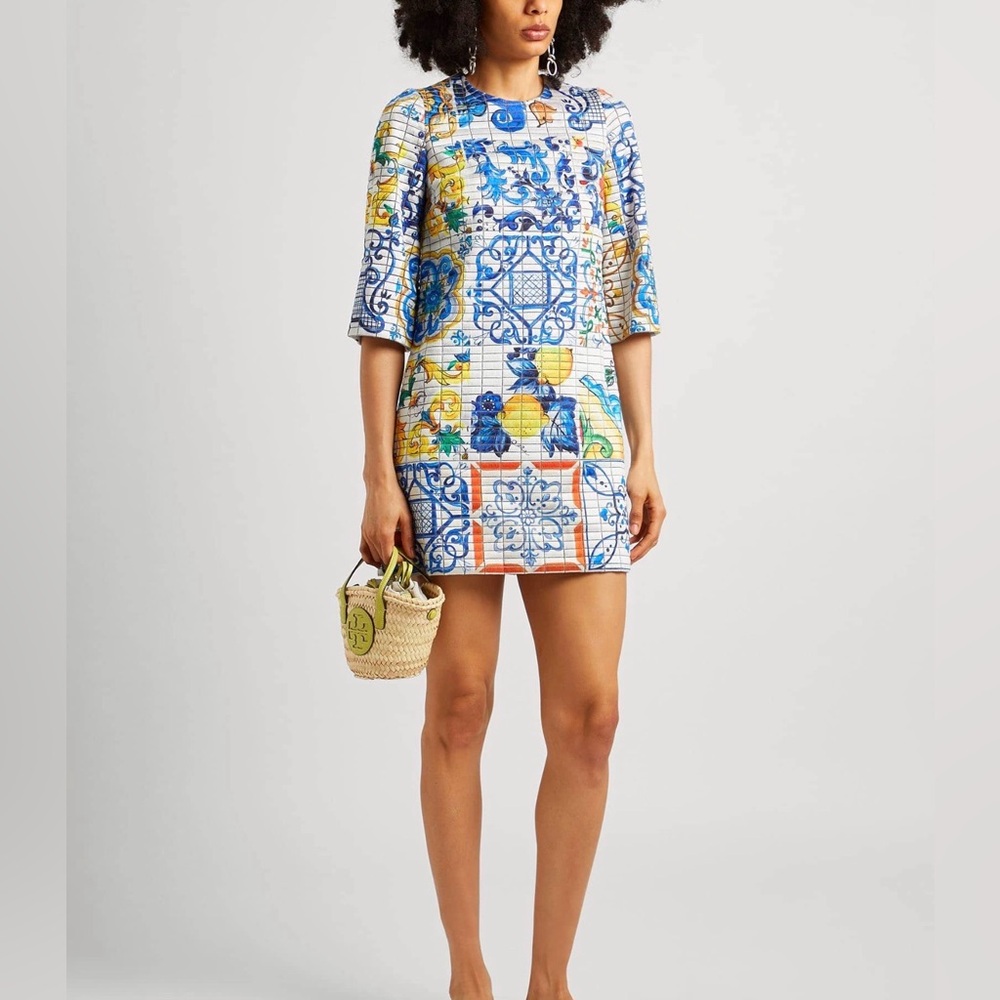 Dolce & Gabbana Majolica Tile Print Mini Dress